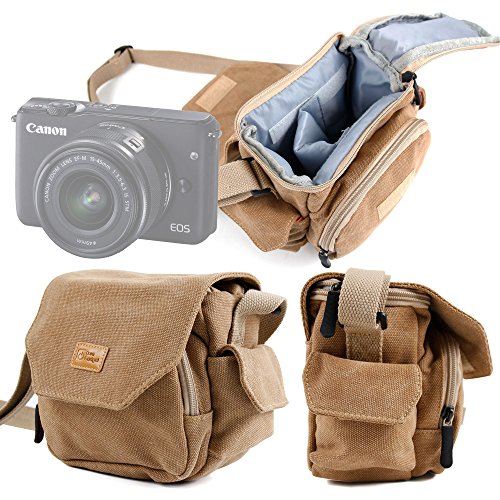 DURAGADGET Bolso Canvas para Cámara Evil Canon EOS M10   Panasonic Lumix GX7   Nikon