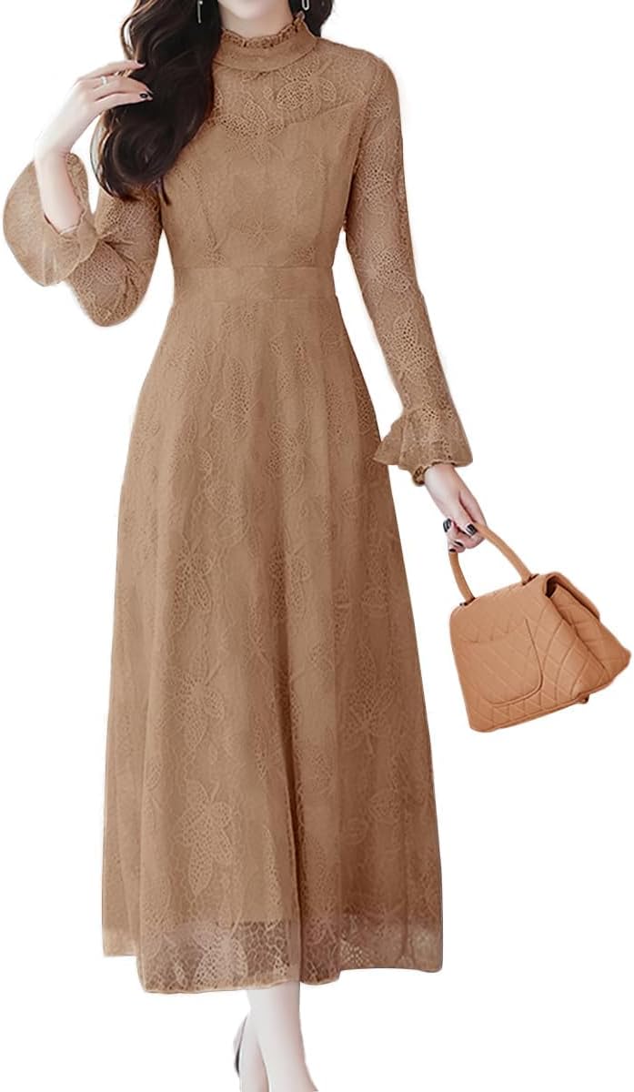 レオナール　ワンピース　花柄　総柄　トリム　ベージュ　ブラウン　M レオナール ワンピース 半袖 総柄 花柄 フラワー トリム マルチ