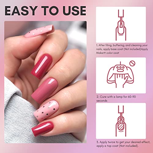 Makartt Gel Nail Polish Kit With Gel Top Coat Base Coat Kit Bundle, Soak Off Uv Led Gel Base And Top Coat, 6 Colors Gel Nail Polish Set Pink Wine Red Purple Fall Color Soak Off Uv Gel #TOP3