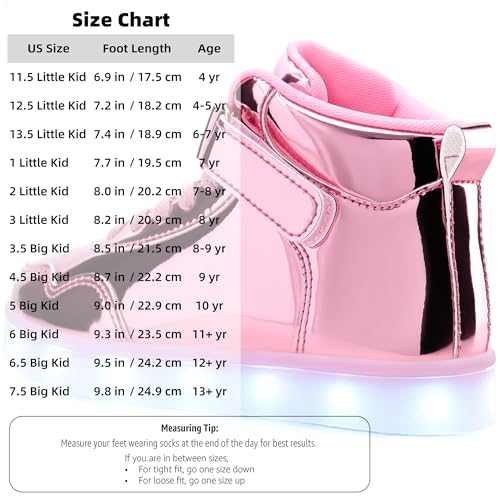 APTESOL Kids LED Light Up Shoes, USB Rechargeable High-Top Sneakers, Lightweight Breathable Cool Glowing Luminous Shoes for Christmas Party Halloween Back-to-School Gifts - Image 7
