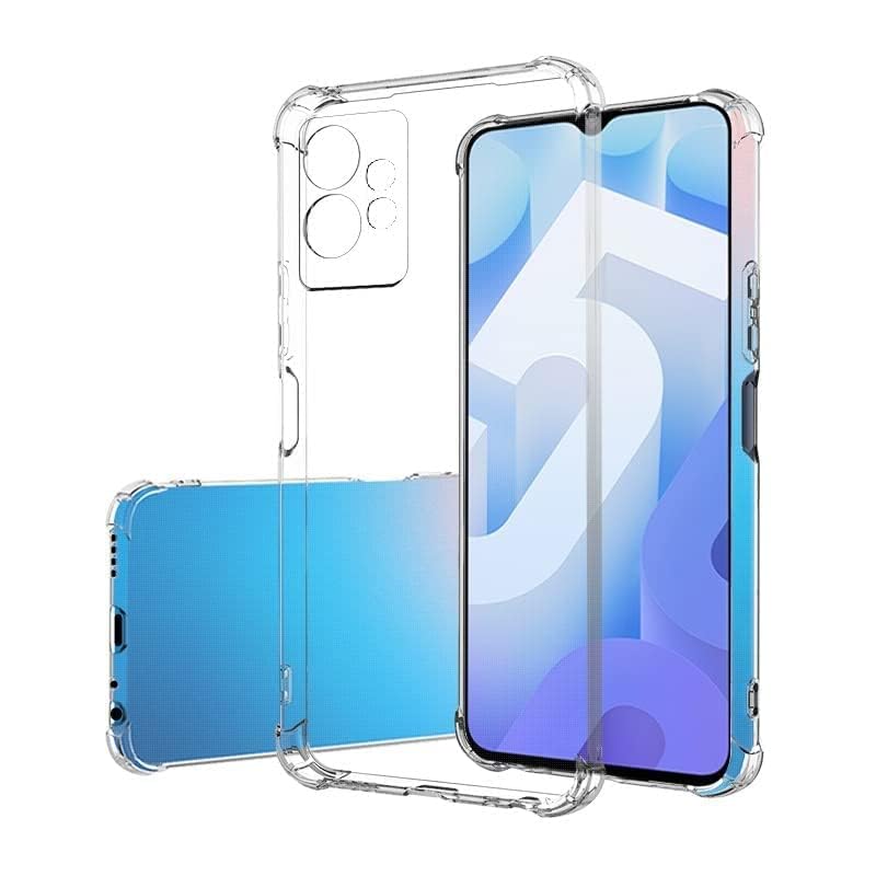 Image of COVERBLACK Flexible Defender Bumper Back Case with Edges and Color Button Back Cover for Vivo V2127 / Vivo Y55 5G - Transparent