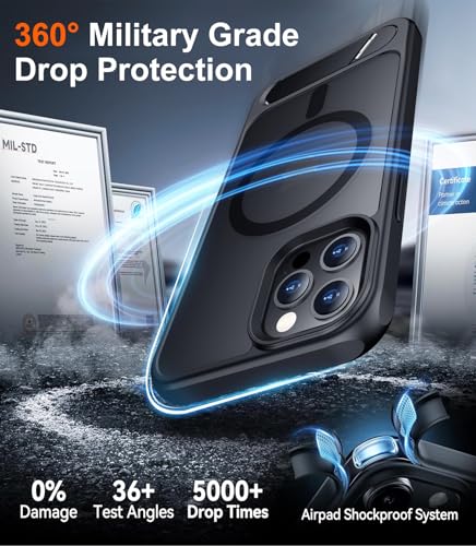 Image of Magnetic Compatible with iPhone 12 Case & iPhone 12 Pro Case, [Built-in Invisible Kickstand][Compatible with MagSafe][Military Grade Shockproof] Slim Translucent Matte Phone Case 6.1 inch