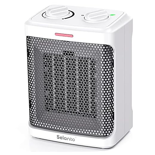 Selanto Aquecedor de cerâmica de 1500 W, portátil, 4 modos, aquecimento silencioso e seguro, mini aquecedor elétrico compacto para uso doméstico