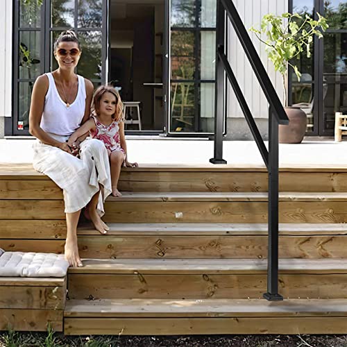 Outdoor Stair Railing,Black Handrails For Outdoor Steps 5 Step Handrail Fits 1 To 5 Steps Transitional Handrail With Stair Railing Kit (5 Step) #TOP5