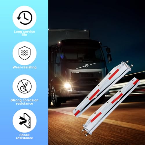 Image of Mud Flap Hanger Spring Loaded Carbon Steel Chromed 1-1 /8 inch - 2.5 inch Bolt Spacing 30 inch Length Rear Bar, Spring Loaded Straight Mud with Reflective Tapes for Semi Trucks, 2.5 inch Bolt