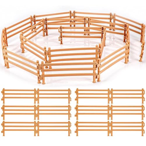 Xrten 40 Piezas Vallas de Juguete para Animales, Mini Valla de Plástico, Juguete para Cercas de Caballo, Valla Granja Niños, para Paisajismo en Miniatura