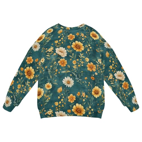 JUNZAN Autumn Flowers Sunflower Lily Rosemary Teal Little Girls Hoodie Sweatshirt Crewneck Hoodie for Boys Camping 4T2