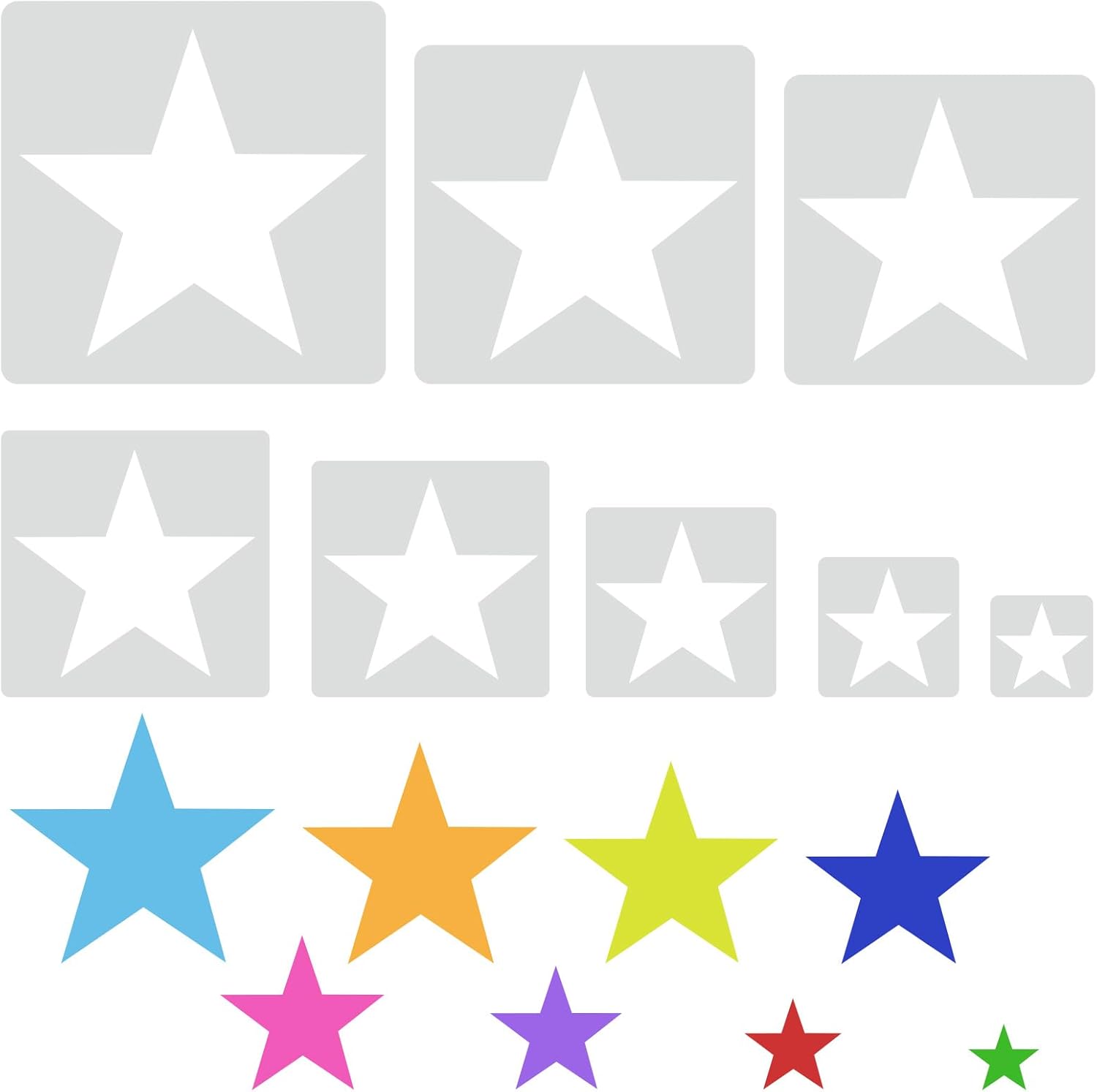 Gjinxi 8 Pcs Large Star Stencil Painting Template