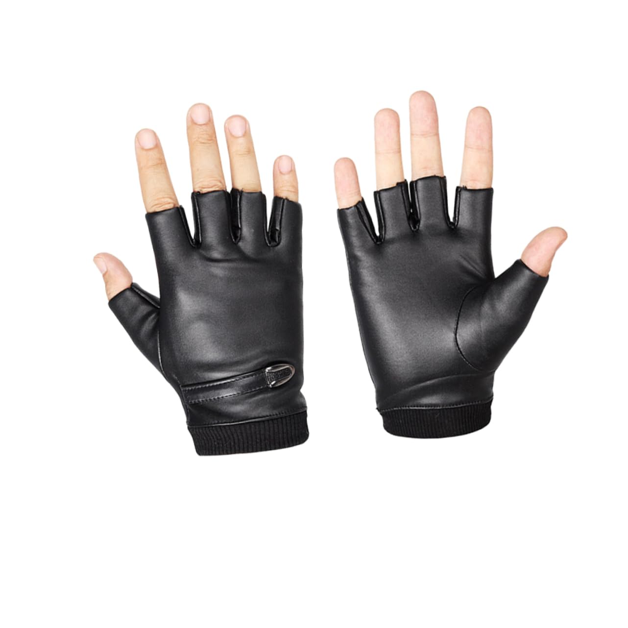 Guantes Cortos De Medio Dedo Motorcycle Gloves Motocicleta Guantes De Moda De Conducir Hombres De Cuero PU Transpirables Black