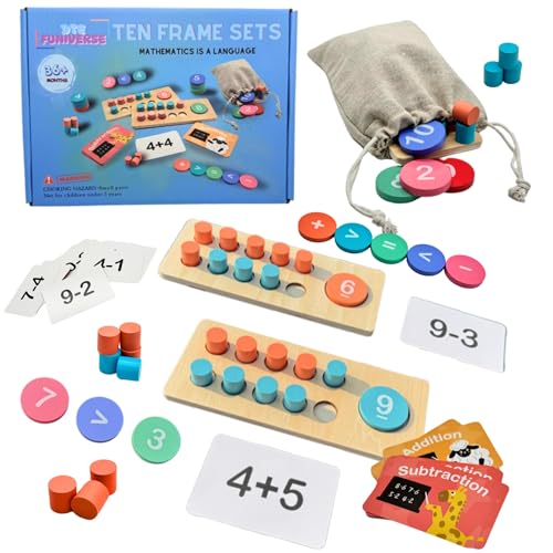 Montessori Math Wooden Toy Ten Frame Sets Numbers 1 to