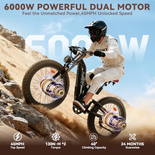Image of FREESKY Dual Motor 45MPH 120Mile 260NM LG Cells Electric Bike for Adults
