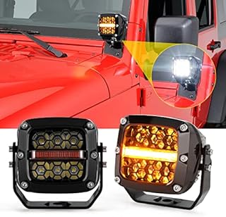 REALOVE LED Pods Light 3 Driving Spot Lights 60w 7200LM LED Pods Cube Yellow Fog Light Pods for Wrangler F ord SUV ATV UTV Trucks Pickup, 2pcs