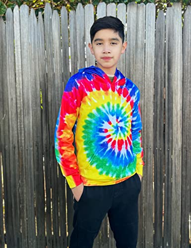 Tuonroad 12 14 Years Boys Tie Dye Sweatshirt Novelty Rainbow Gradient Hooded Outfits Comfy And Lightweight Pullover Autumn Clothes For Kids Size 12 13 14 3D Swirl Print Hoodies #TOP2