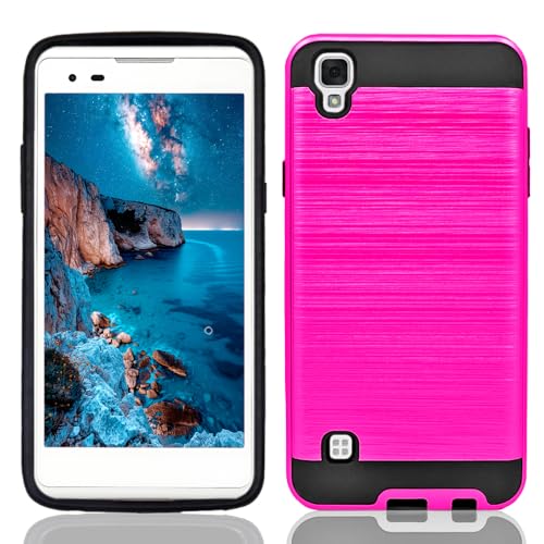 NEM Case Compatible with LG Tribute HD, LG X Style, LS 676 - Shockproof Brushed Defender Protective Slim Case (Pink)