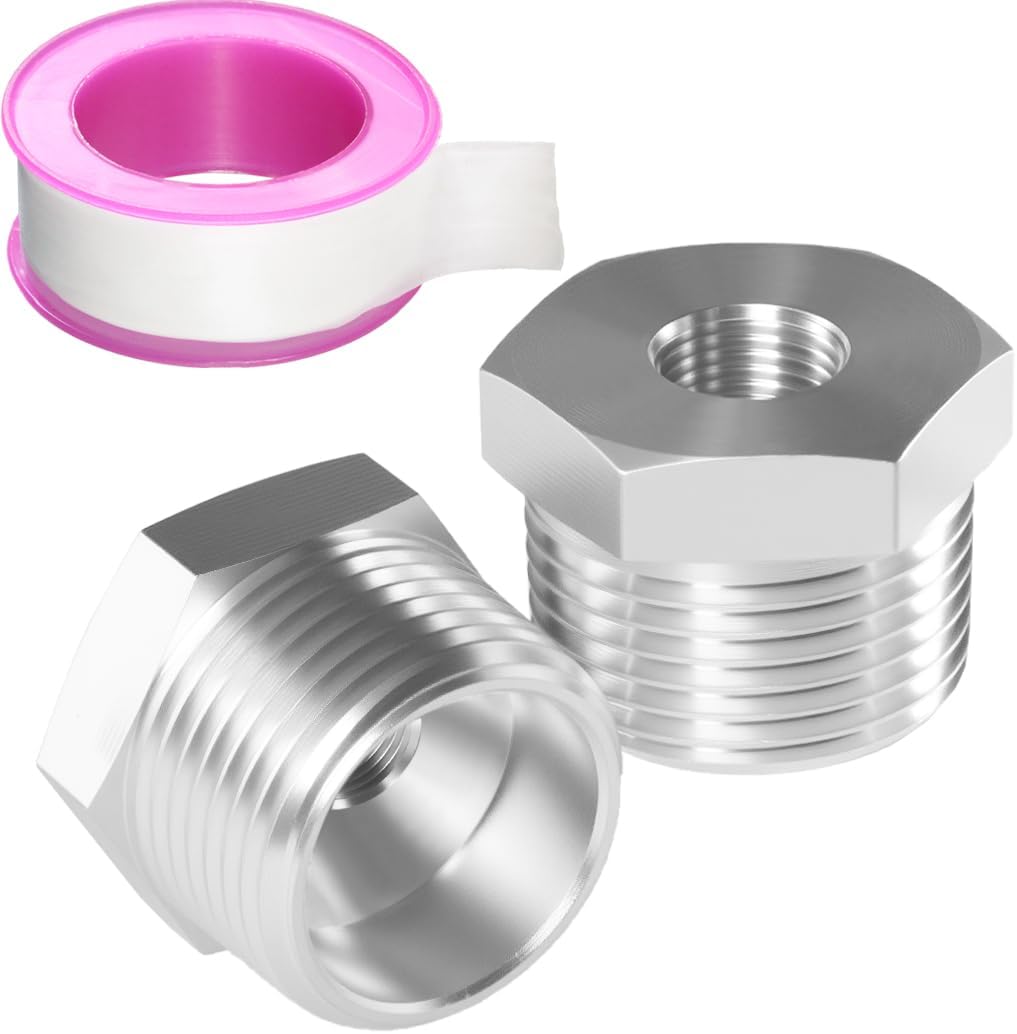 Stainless Steel Reducer Hex Bushing Threaded Pipe Fitting 1" NPT Male x 3/8" NPT Female Bushing 1 to 3/8 Adapter Pipe Fitting (Pack of 6)