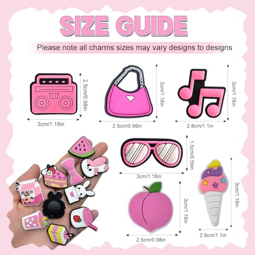 AffeGifts 36 Stück Rosa Schuh Schmuck, Süße Pvc-Cartoon-Charms für Clogs Diy-Schuh-Accessoires für Teenager Mädchen Frauen Geburtstagsgeschenke Party-Gastgeschenke