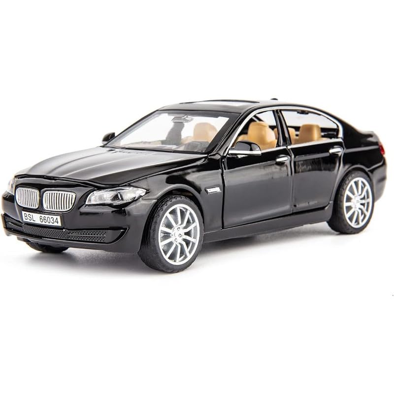 Image of Kids Model 1:32 BM 535I Die Cast Metal Car Pull Back Action Opening Doors with Realistic Engine Sound Lights Toy Car Gift for Boys - Black