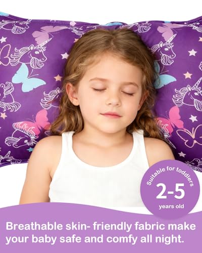Image of ALVABABY Toddler Pillowcases 2 Pack Organic Cotton Fit 13 inchx 18 inch or 12 inchx16 inch Kids Pillow Cover Envelope for Girl Boy