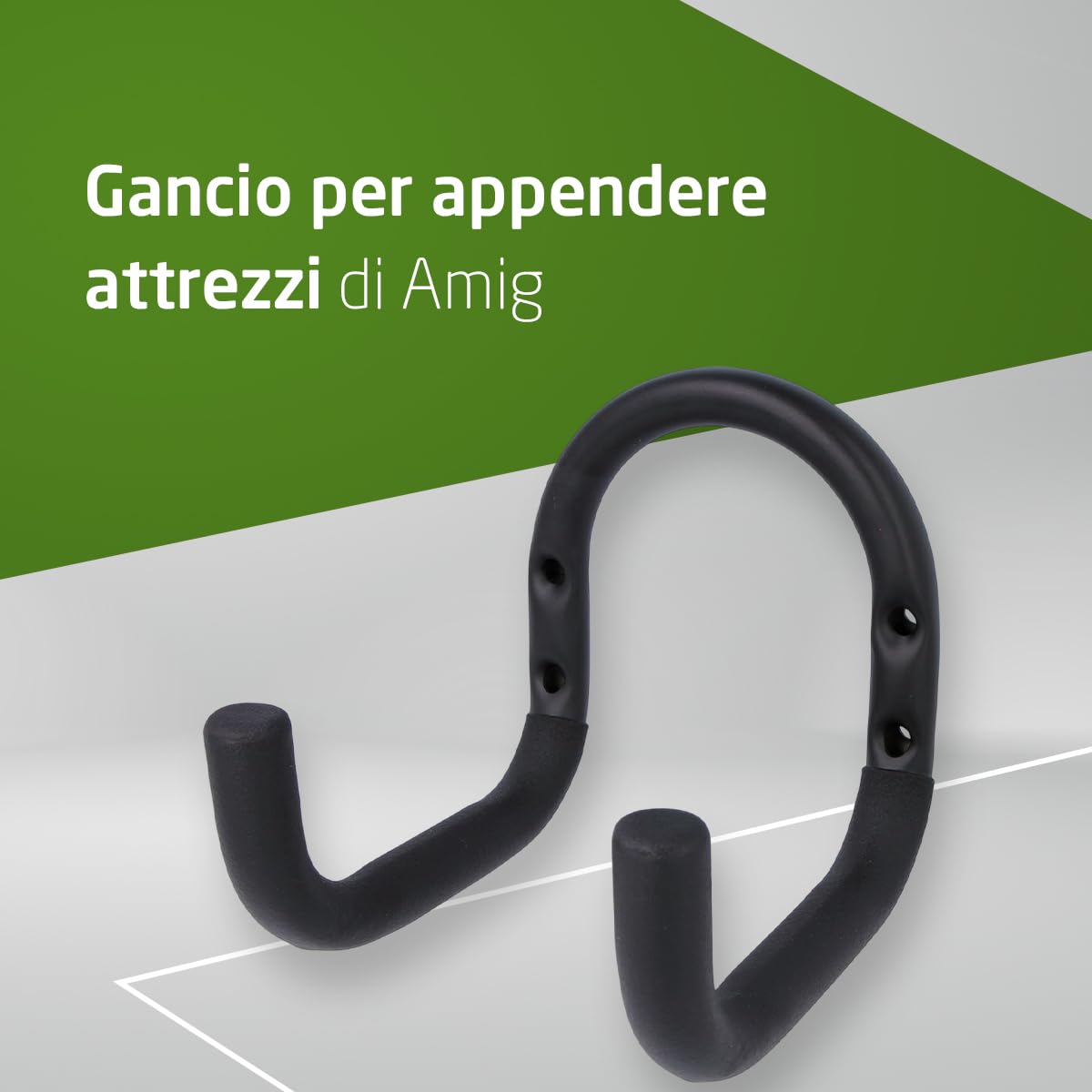 Amig Ganci Appendere Strumenti Supporto Parete Acciaio Zincato Rivestimento Gomma Antiscivolo Capacità Carico 60kg