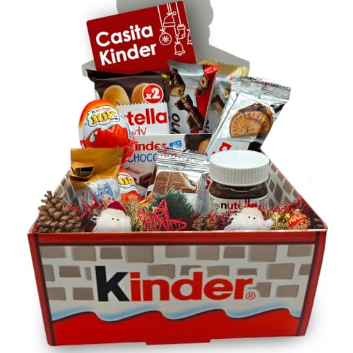 Casa Kinder Navidad: Caja de Chocolates Surtidos con Kinder Bueno, Kinder Joy, Kinder Chocolate, Happy Hippo, Kinder Cards, Biscuits, B-Ready y Shocobons (24 Unidades)