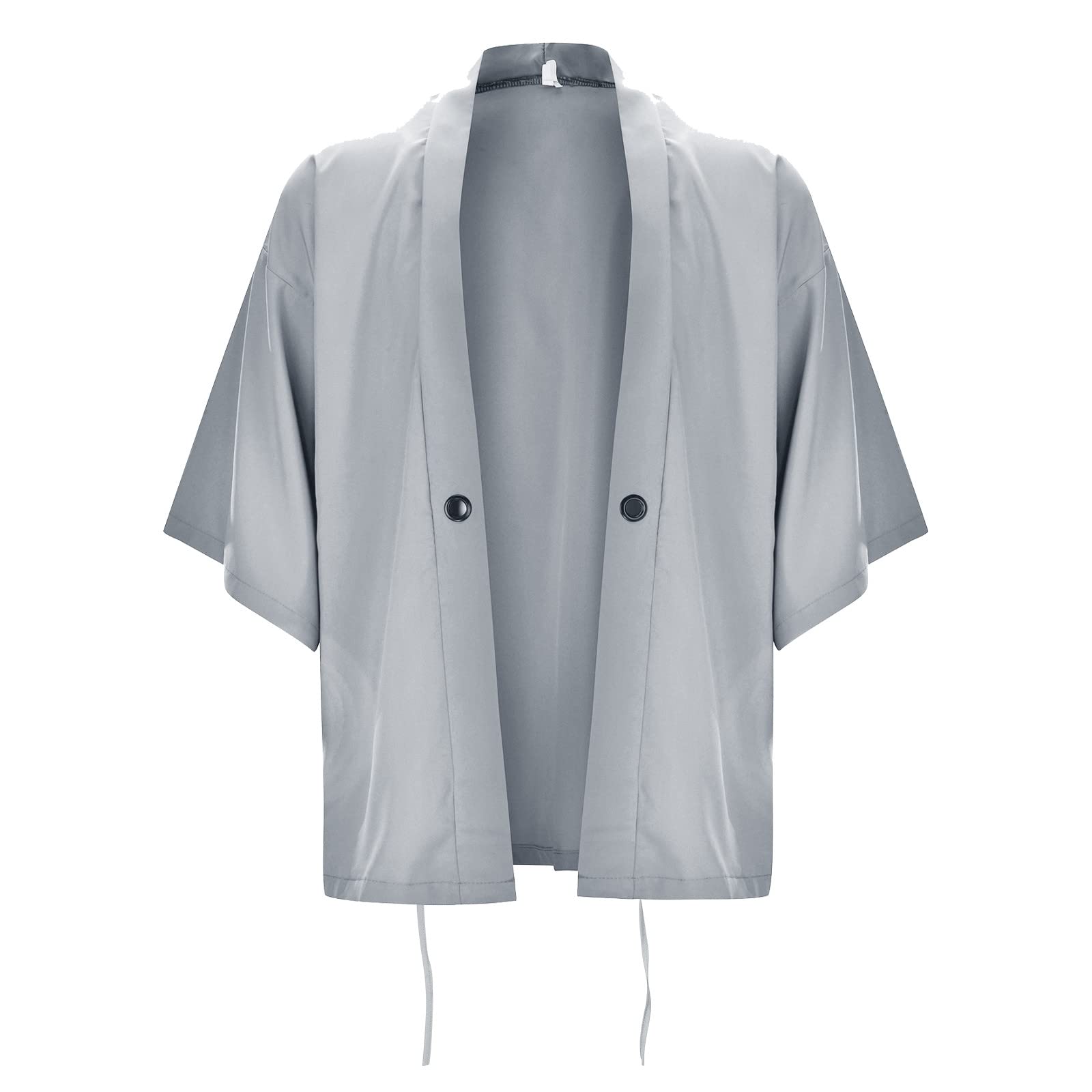 Beokeuioe Kimono de playa para hombre, albornoz japonés, camisa de lino con frente abierto, camisas, albornoz, bata, bata de 7 mangas, chaqueta de verano