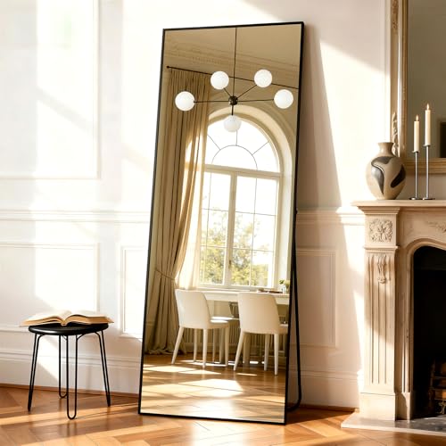 Simple Deluxe Full Length Mirror 67x26Large Floor Mirrors for Wall Door Bedroom Bathroom Living Room (Black)