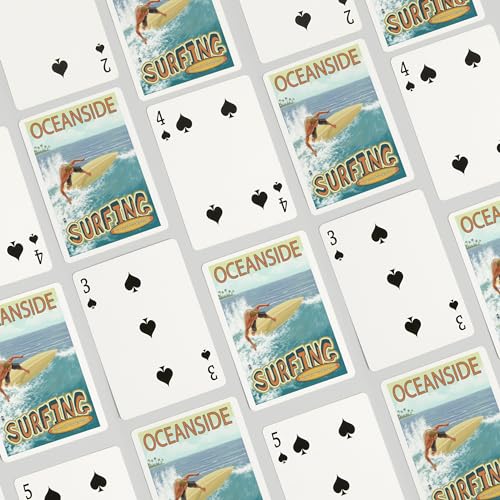 Lantern Press Oceanside California Surfer Scene naipes poker miniatura 4