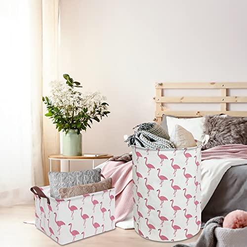 CLOCOR Rectangular Flamingo Storage Basket,Collapsible Cute Pattern Storage Bin,Waterproof Coating Storage Box with Handles,Gift Baskets, Shelf Basket (Flamingo) - Image 4