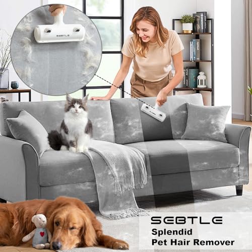 Sebtle Pet Hair Remover Roller,Reusable Animal Hair Removal Brush for Dogs and Cats,Lint Remover Easy to Clean Pet Fur from Carpet,Sofa,Bedding,Furniture and Rugs-Grey - Image 3
