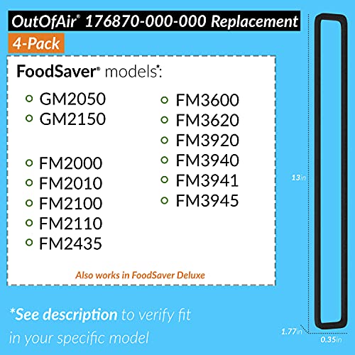 Replacement Gaskets (4 Foam Gaskets) For Foodsaver - Fits Fm2000, Fm2010, Fm2100, Gm2050, Gm2150 Series Vacuum Sealers (Replaces Foodsaver Item 176870-000-000) By Outofair #TOP1