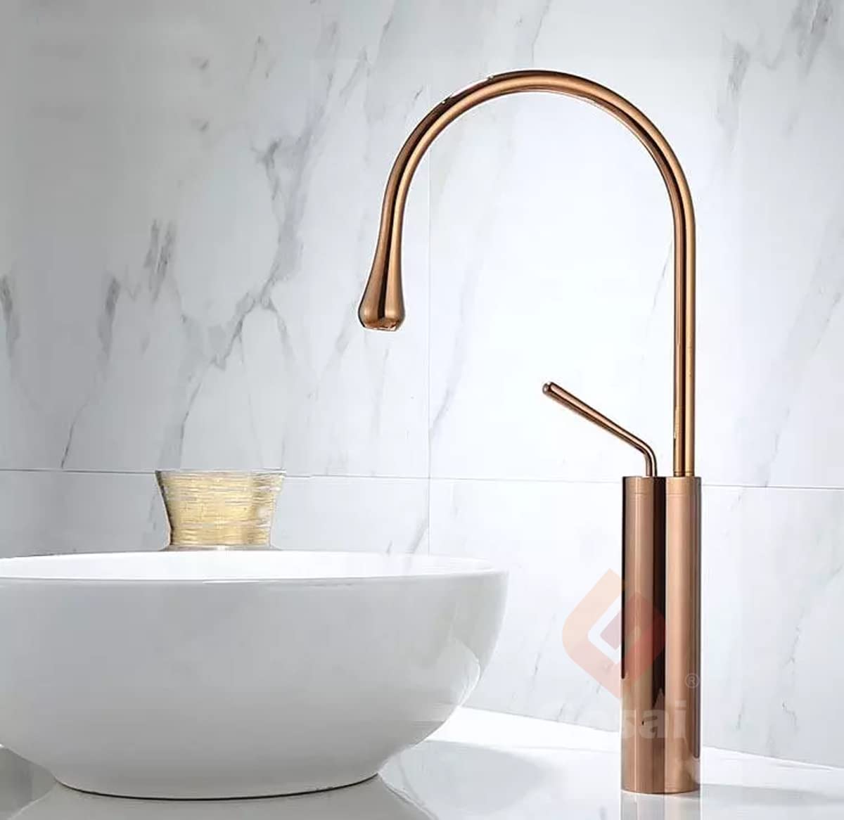 GOSAI Luxurious Brass Single Lever Basin Mixer Sink Mixer hot and Cold Water with Connection Pipe 24 inch Long Hot and Cold Water (Rose Gold Finish) (B0BC42SRZV) Amazon Price History, Amazon Price Tracker