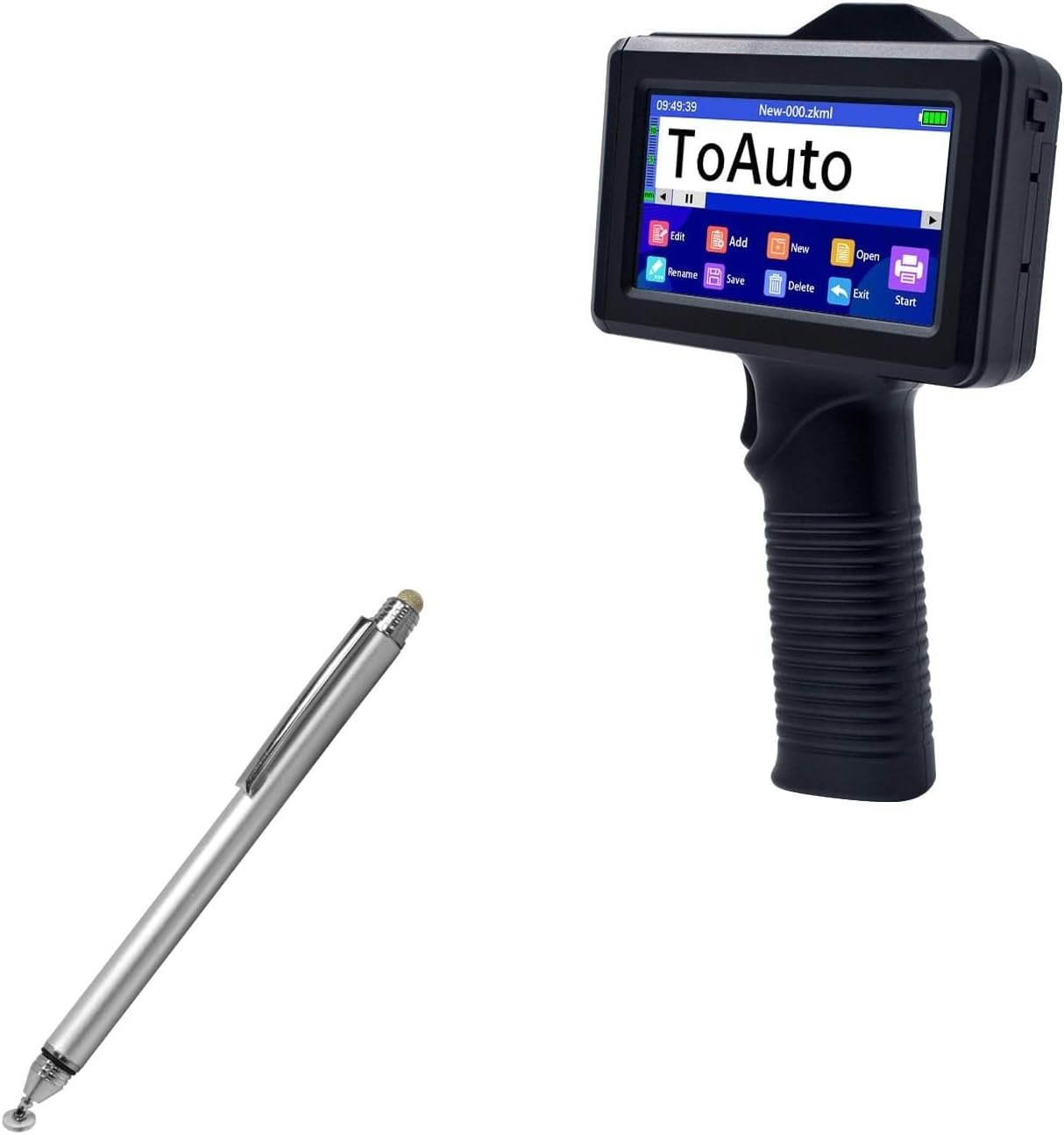 BoxWave Stylus Pen Compatible with ToAuto Tool V4 Portable Handheld Inkjet Printer - DualTip Capacitive Stylus, Fiber Tip Disc Tip Capacitive Stylus Pen - Metallic Silver