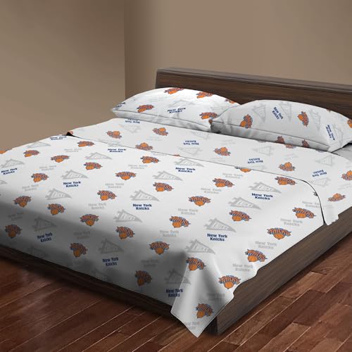 Northwest Officially Licensed New York Knicks NBA Full Size Sheet Set – Soft Team Logo Bedding for Dorms, Bedrooms, Fan Caves & Game Day Style
