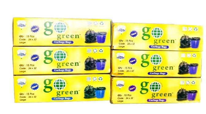 Go Green Garbage Bags for Dustbin | 90 Pcs | Large 24 x 32 Inches | Extra Strong, Leak-Proof Trash Bags | Disposable Bags for Kitchen, Hotel and Commercial Use | 15 Bags x Pack of 6 (Black)-image-15