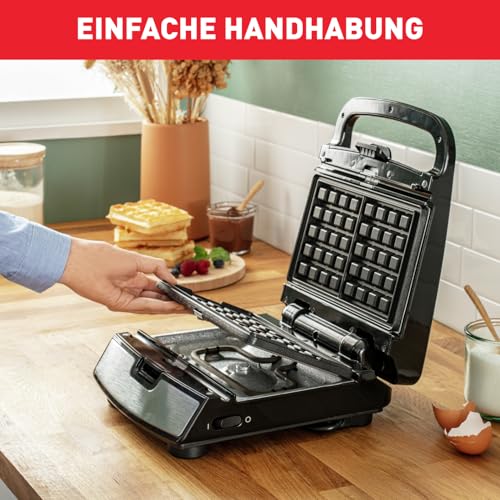 Tefal Snack Collection 4-er Set SW854D, Kombigerät, Inklusive 4 antihaftbeschichter Plattensets, Spülmaschinengeeignet, Panini, Waffeln, Sandwich, süße Küchlein, 700W,Schwarz/Edelstahl 6