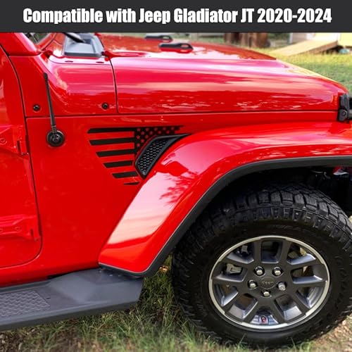 Image of 2 PCS Pre-Cut American Flag Side Fender Vinyl Stickers for Wrangler JL JLU 2018-2024 & Gladiator JT 2020-2024, USA Flag Decal for Vehicle Exterior Decoration Accessories (Left & Right Side)