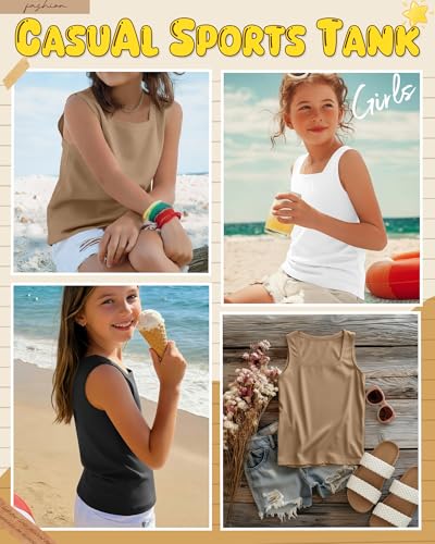 Image of 3 Pack Girls Square Neck Tank Tops