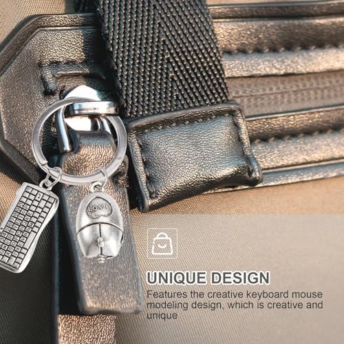 VANZACK Llavero Creativo Colgante de Teclado y Ratón Diseño Artesanal Único Anillo Metálico Resistente Accesorio para Llaves y Mochila Obsequio para Parejas Decoración DIY - imagen 4