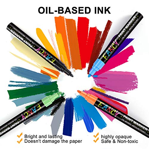 Acrylstifte für Steine Wasserfest, 20 Farben 3mm Steine Bemalen Acrylstifte Permanent Marker Stifte Acrylstifte für Leinwand Marker Stifte für Keramik/Steine/DIY Fotoalbum/Papier/Glas – Bild 3