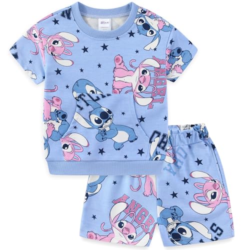 Image of Disney Lilo & Stitch Girls French Terry Shirt and Shorts Set for Big Kids