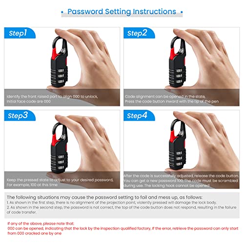 Mini Padlock, BARRYSAIL 3 Pcs Small Locks Set with 3 Digits Combination for Kids Diary Backpack Zipper (Black+Blue+Pink) - Image 5