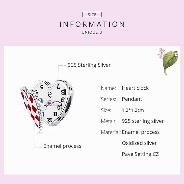 Abalorios para pulsera con corazón rojo de plata, el regalo romántico ideal 3