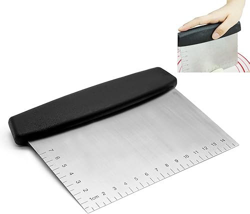 1 pieza multiusos de acero inoxidable raspador de masapicadorcortador con escala de medición para cortar pasteles de masa, pizza y pan de pastelería