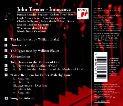 Tavener Innocence The Lamb Song For Athene Tyger Annunciation Two Tavener Innocence The Lamb Song For Athene Tyger Annunciation Two