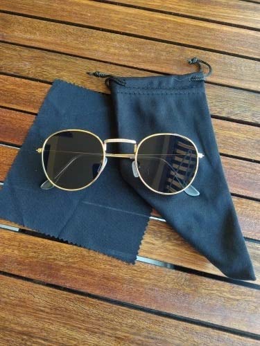 ÓCULOS SOL VINTAGE REDONDO UV ANTI-REFLEXO DOURADO C3417