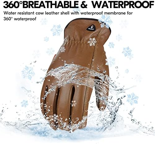 Vgo... 1 Pair Unlined Cow Grain Leather Safety Work Gloves Men,Rigger Gloves,Builder Gloves, Palm Patched(Gold,CA9597) (Brown, Large)
