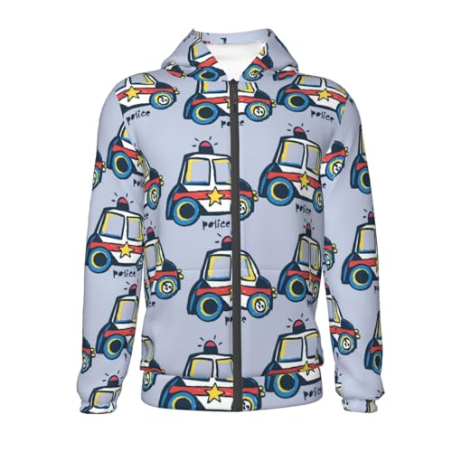 Police Car Kid Hoodies Boys Zip Up Sweatshirts Girls Pullover with Pocket2