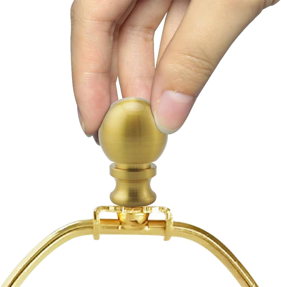 2 Pieces Lamp Finials, Antique Brass Finial for Lamps, Lamp Shade Nut Screw Cap, Metal Knob Topper Finial, for Decorative Replacement DIY Table or Floor Light Lampshade Holder Harp Adapter