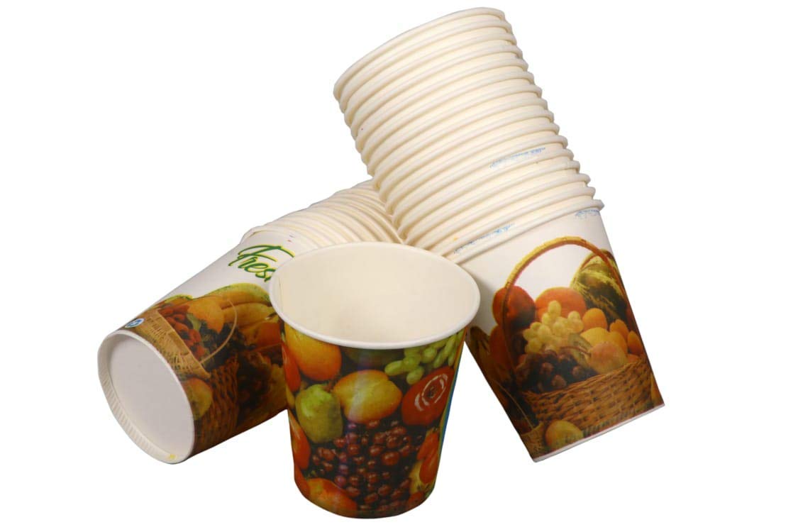 Clean-X Juice Paper Cups Disposable Party Paper Cups to Go for Office, Birthday Party, Kitty Party, Café and Other 200 ML-200 Pieces