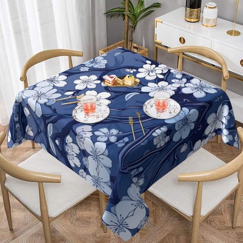 YTUOPWE Mantel decorativo cuadrado con diseño de flor de ciruelo de 60 x 60 pulgadas, impermeable, resistente a las arrugas, reutilizable para cafeterías, bufés, picnics, bodas y fiestas